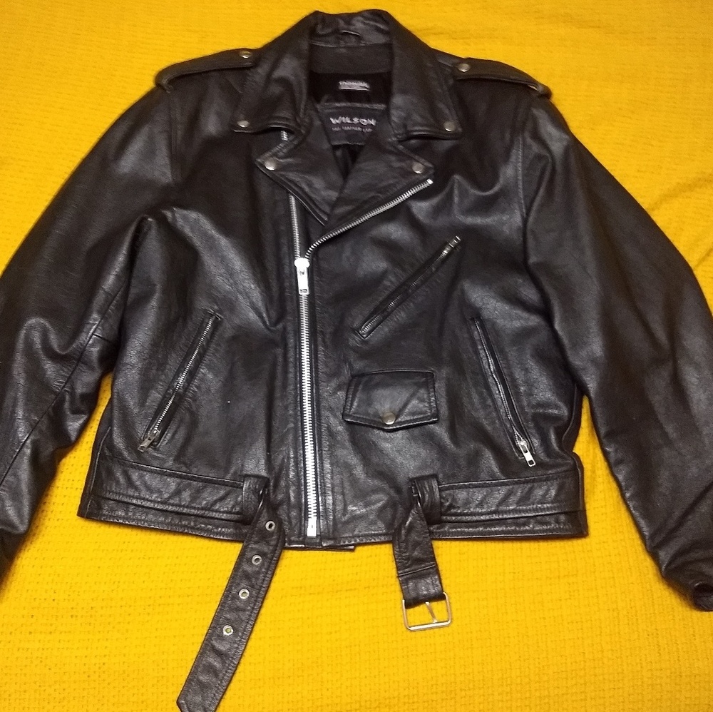 Vintage Wilson's Black Leather Biker Jacket